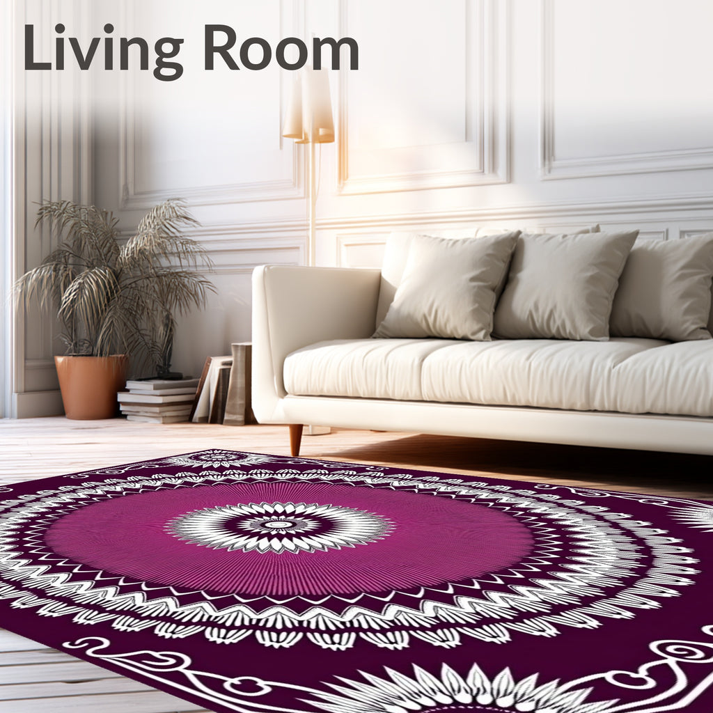 Radiant Pink Sunburst Ethnic Design Rug
