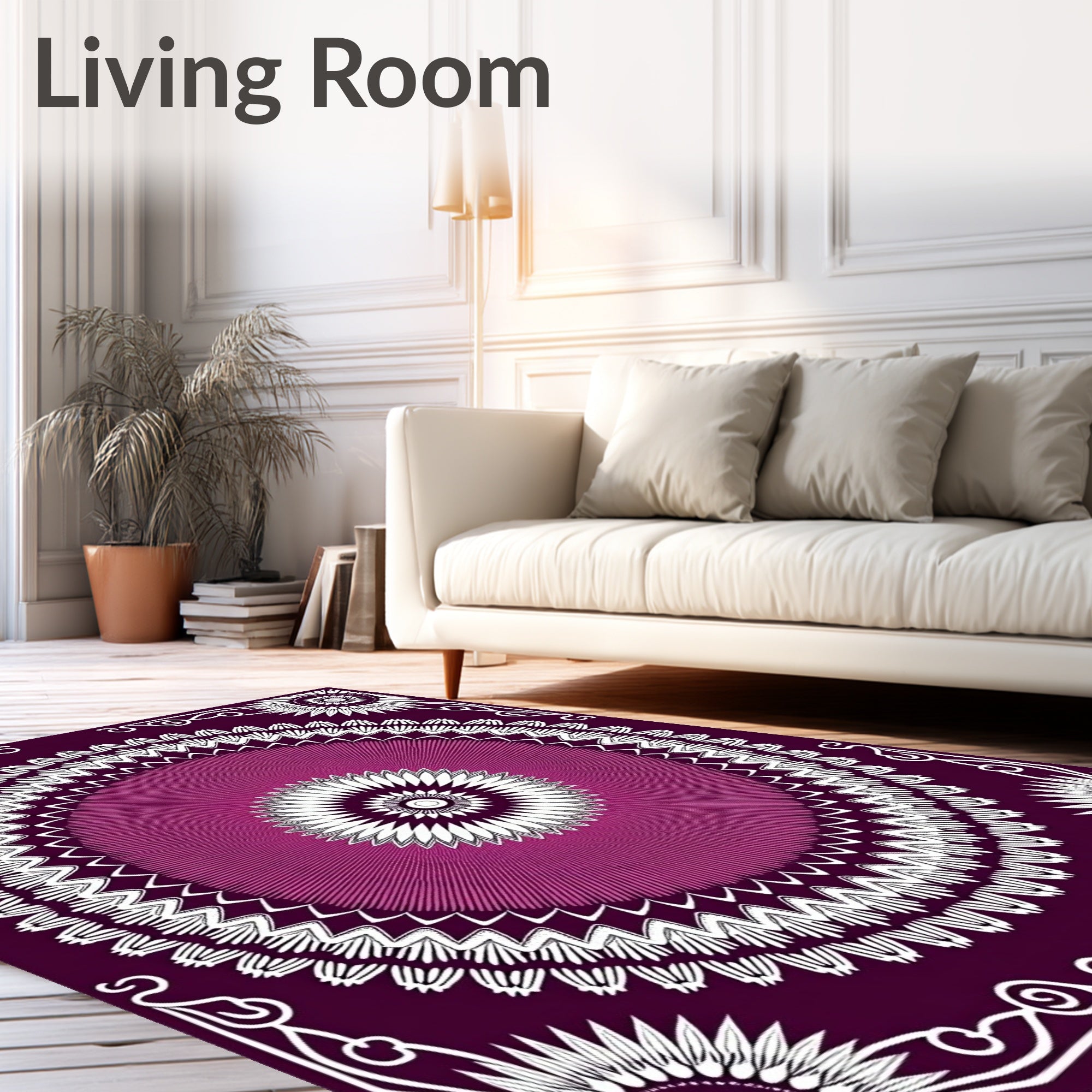 Radiant Pink Sunburst Ethnic Design Rug