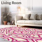 Vibrant Fuchsia Scrollwork Lattice Rug