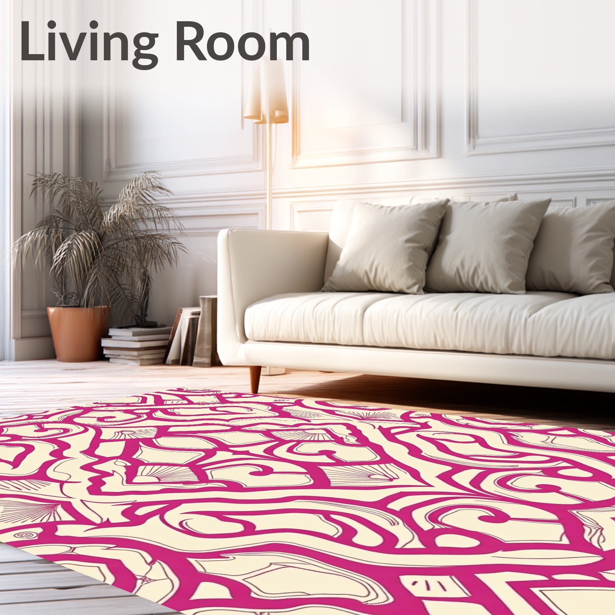 Vibrant Fuchsia Scrollwork Lattice Rug