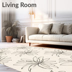 Delicate Outline Floral Pattern Rug