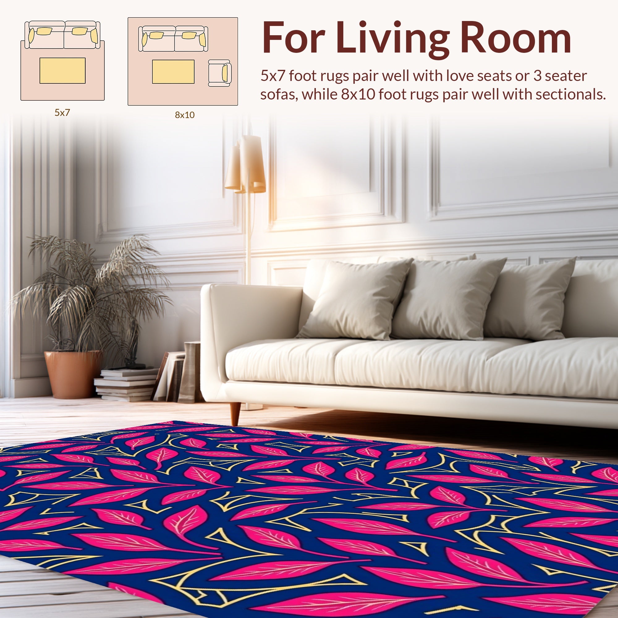 Vibrant Red Leaf Pattern Rug