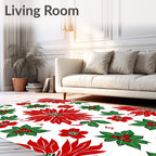 Vibrant Red Poinsettia Garden Overlay Rug