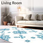 Icy Blue Snowflake Symmetry Rag Rug