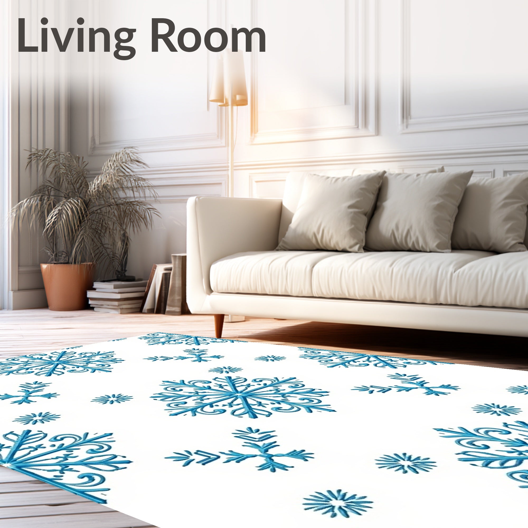 Icy Blue Snowflake Symmetry Rag Rug