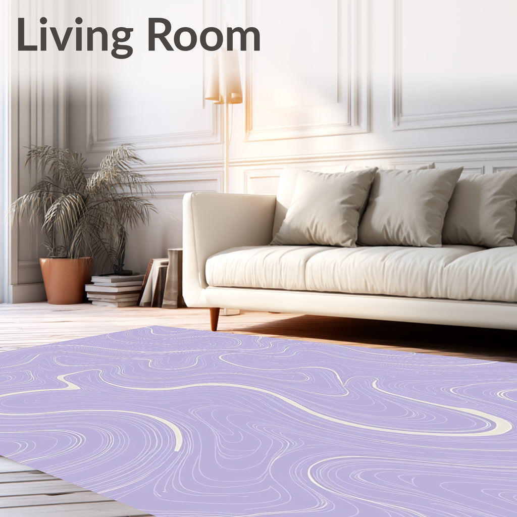 Lavender Wavy Line Art Pattern Rug