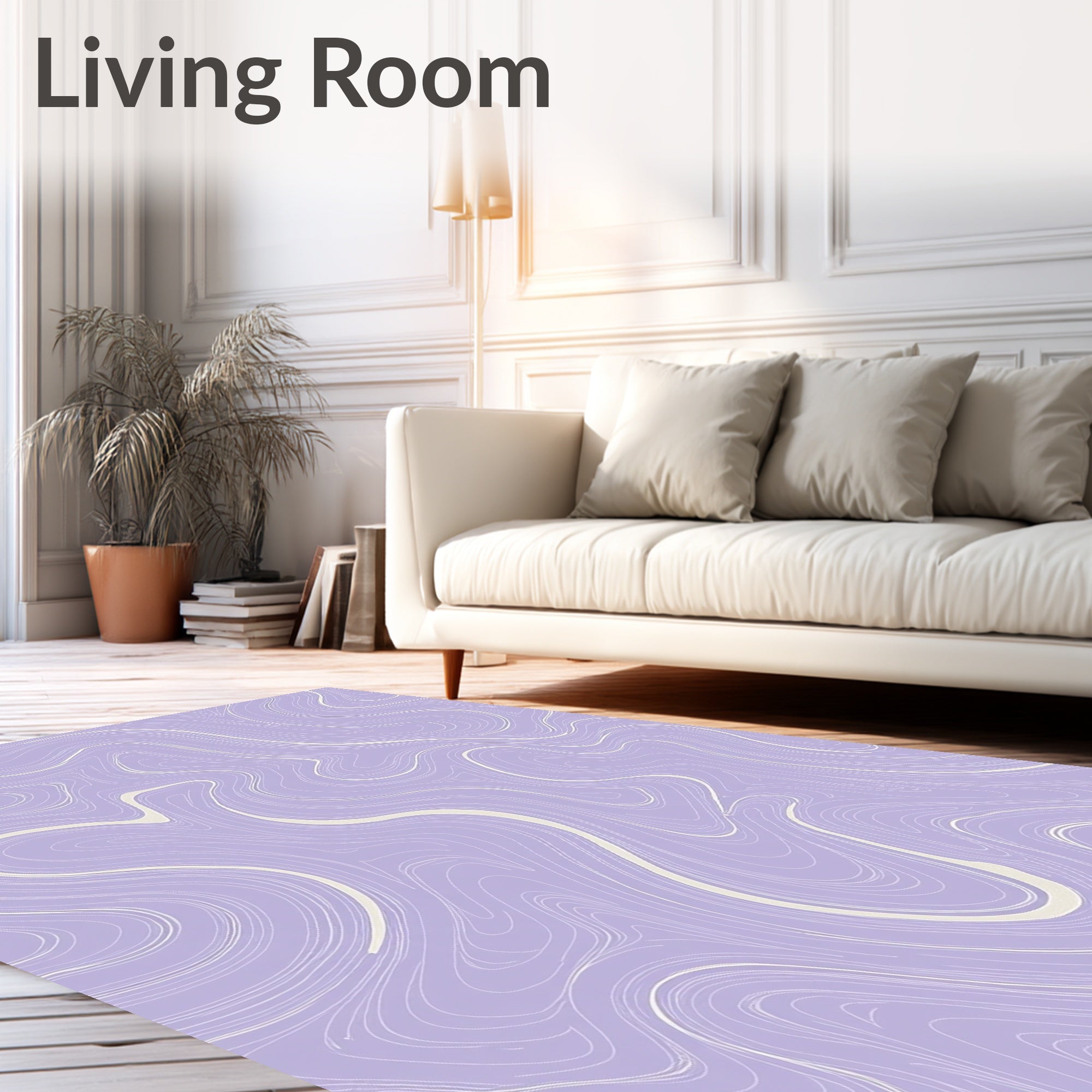 Lavender Wavy Line Art Pattern Rug