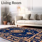 Ornate Floral Border Square Design Rug