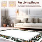 Ornate Green Gold Floral Pattern Rug