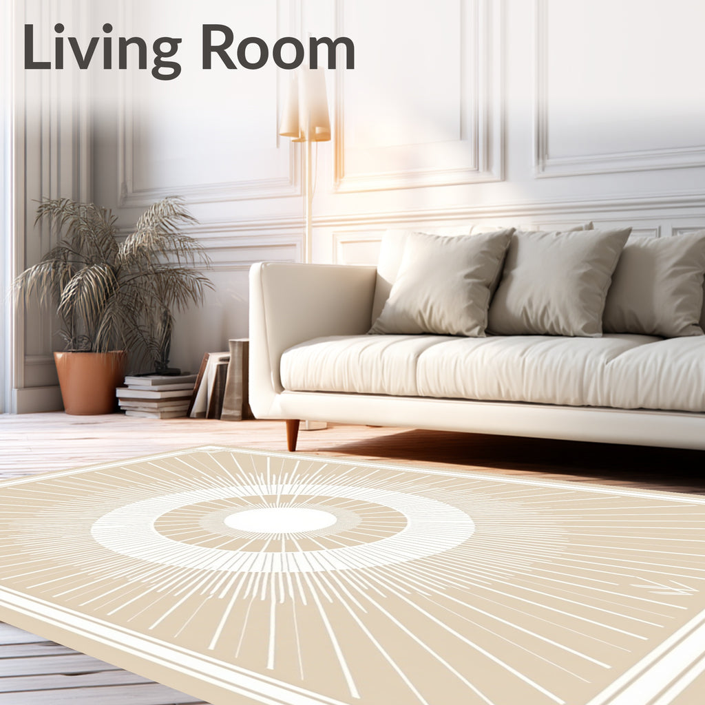 Radiating Sunburst Geometric Pattern Rug