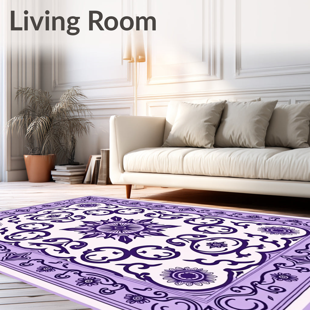 Purple Floral Vintage Patterned Rug