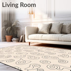 Cream Swirl Cloud Abstract Rug