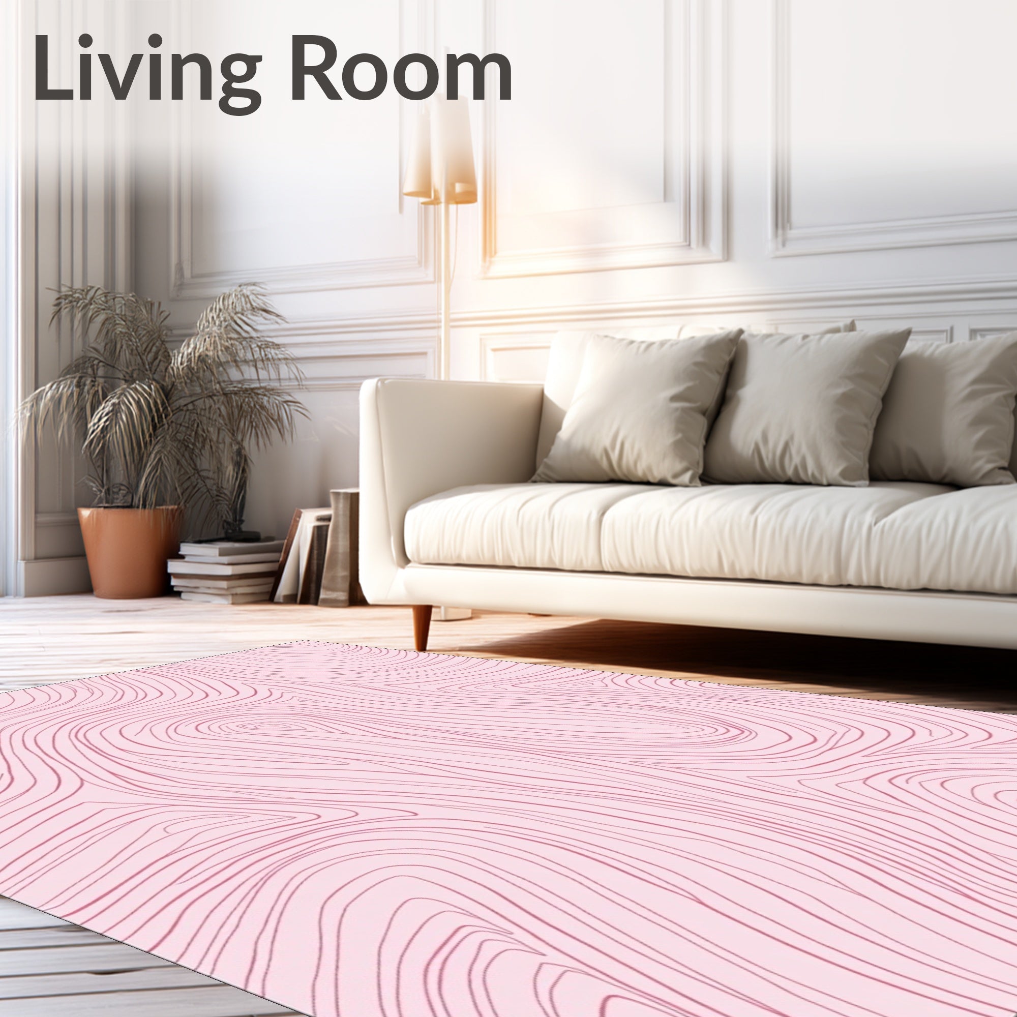 Pink Abstract Swirl Pattern Rug
