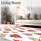 Crimson Gold Christmas Tree Ornaments Rug