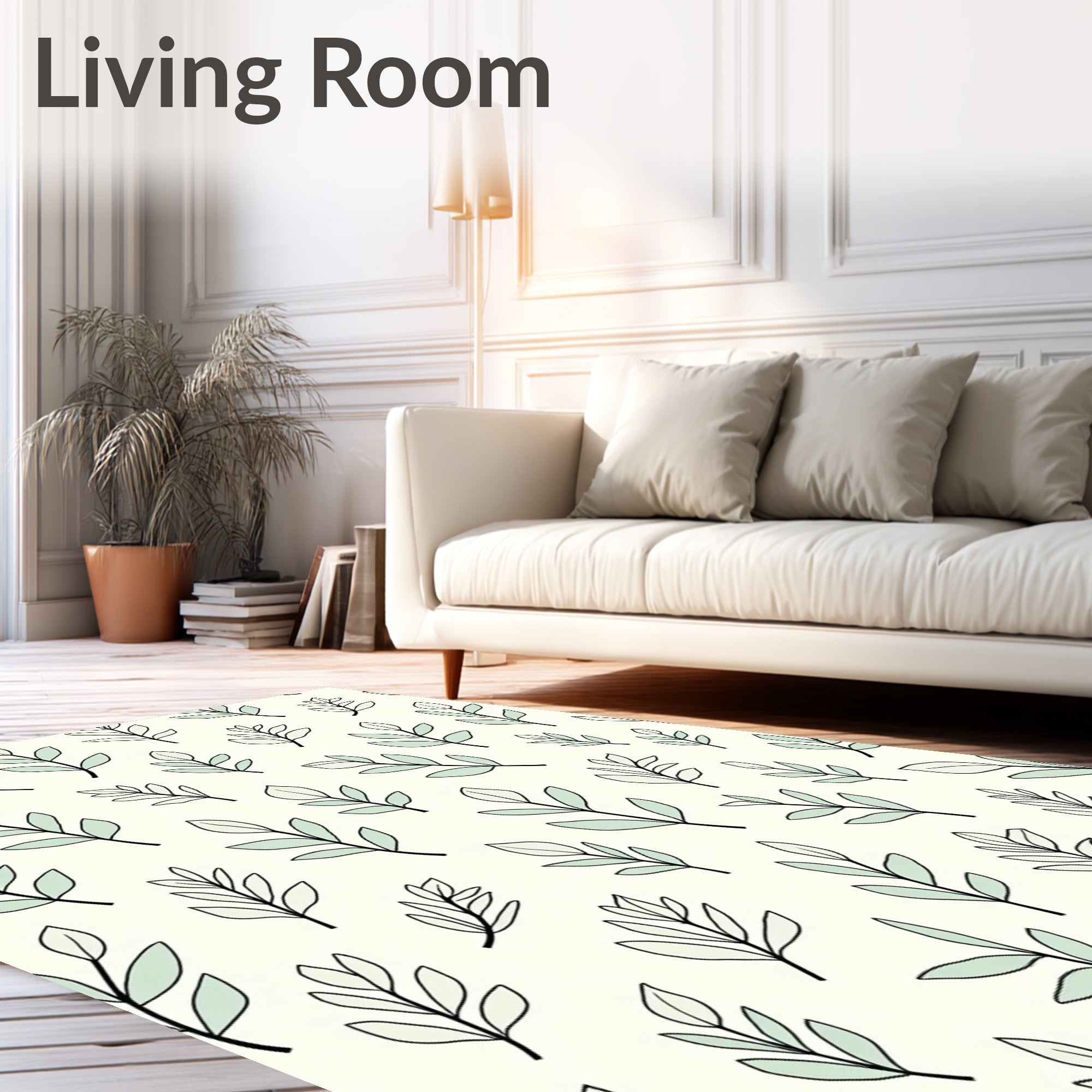Delicate Pastel Leaf Pattern Rug