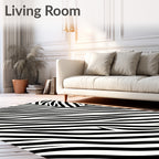 Bold Black White Striped Design Rug