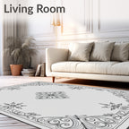 Elegant Scrollwork Floral Starburst Pattern Rug