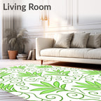 Green Leafy Swirls Pattern Rug