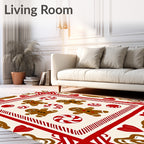 Gingerbread Men Candy Cane Pattern Rug