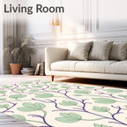 Elegant Purple Vine Floral Pattern Rug
