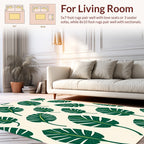 Dark Green Tropical Leaf Pattern Rug