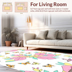 Pastel Butterfly Floral Whimsical Design Rug