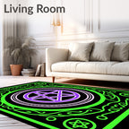 Mystic Pentagram Neon Border Rug