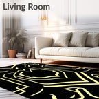 Bold Black Cream Geometric Design Rug