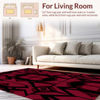 Bold Geometric Red Black Pattern Rug