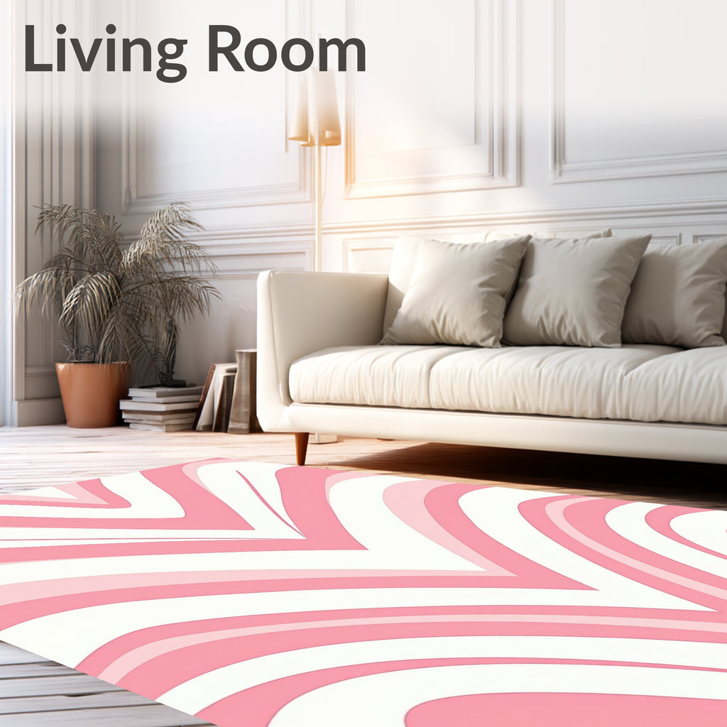 Soft Pink Chevron Wave Pattern Rug