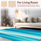 Ocean Blue Vertical Stripe Art Rug