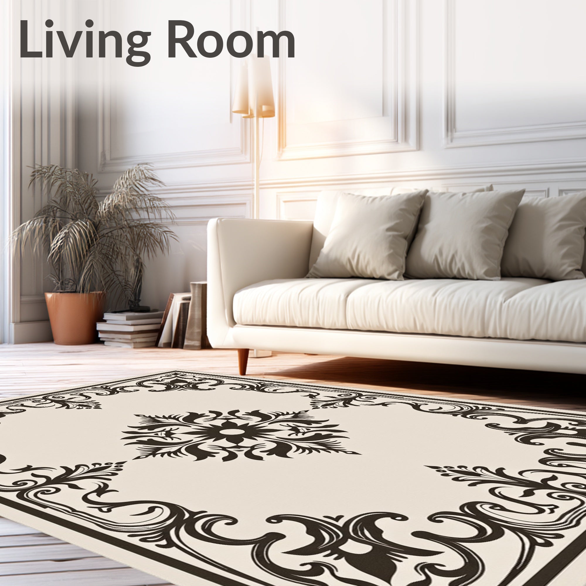 Ornate Scrollwork Floral Centerpiece Rug