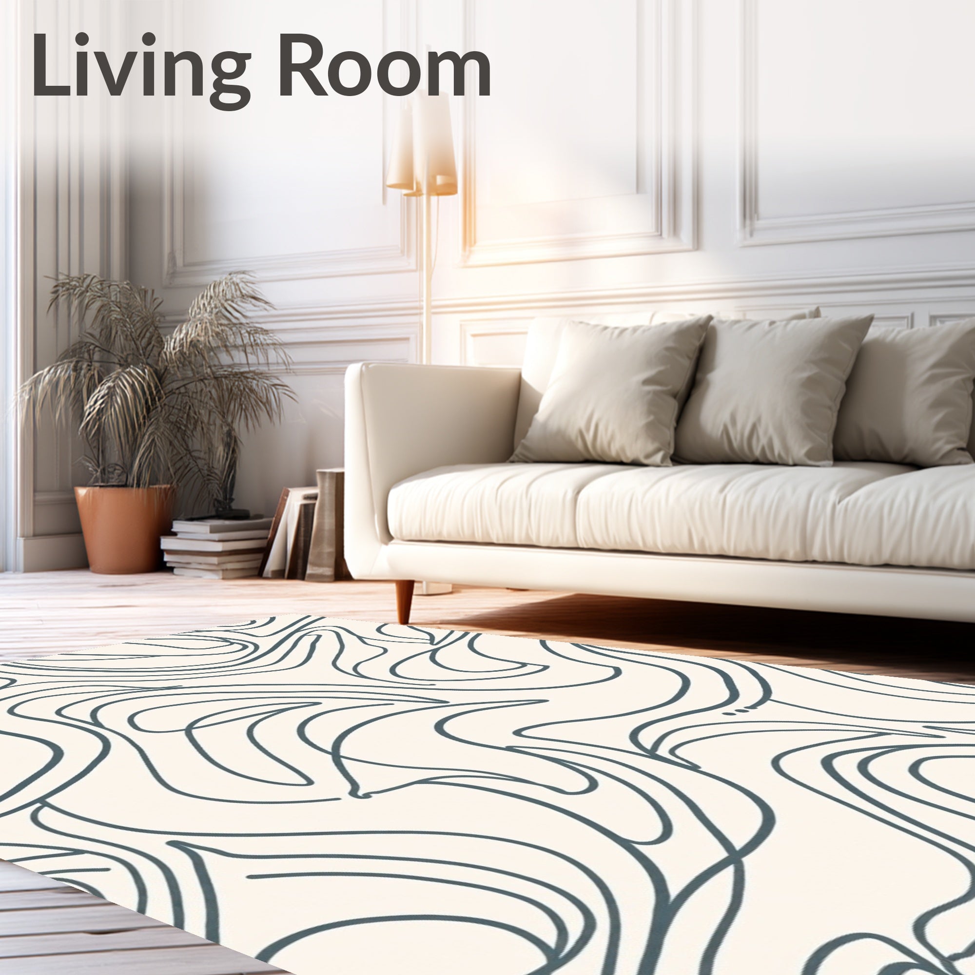 Abstract Swirl Blue Lines Rug