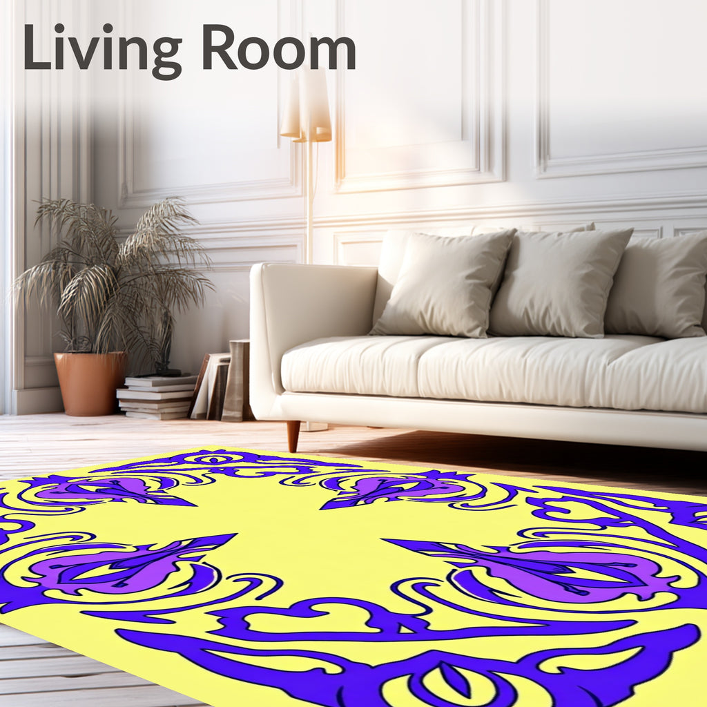 Elegant Purple Swirl Border Design Rug