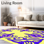 Elegant Purple Swirl Border Design Rug