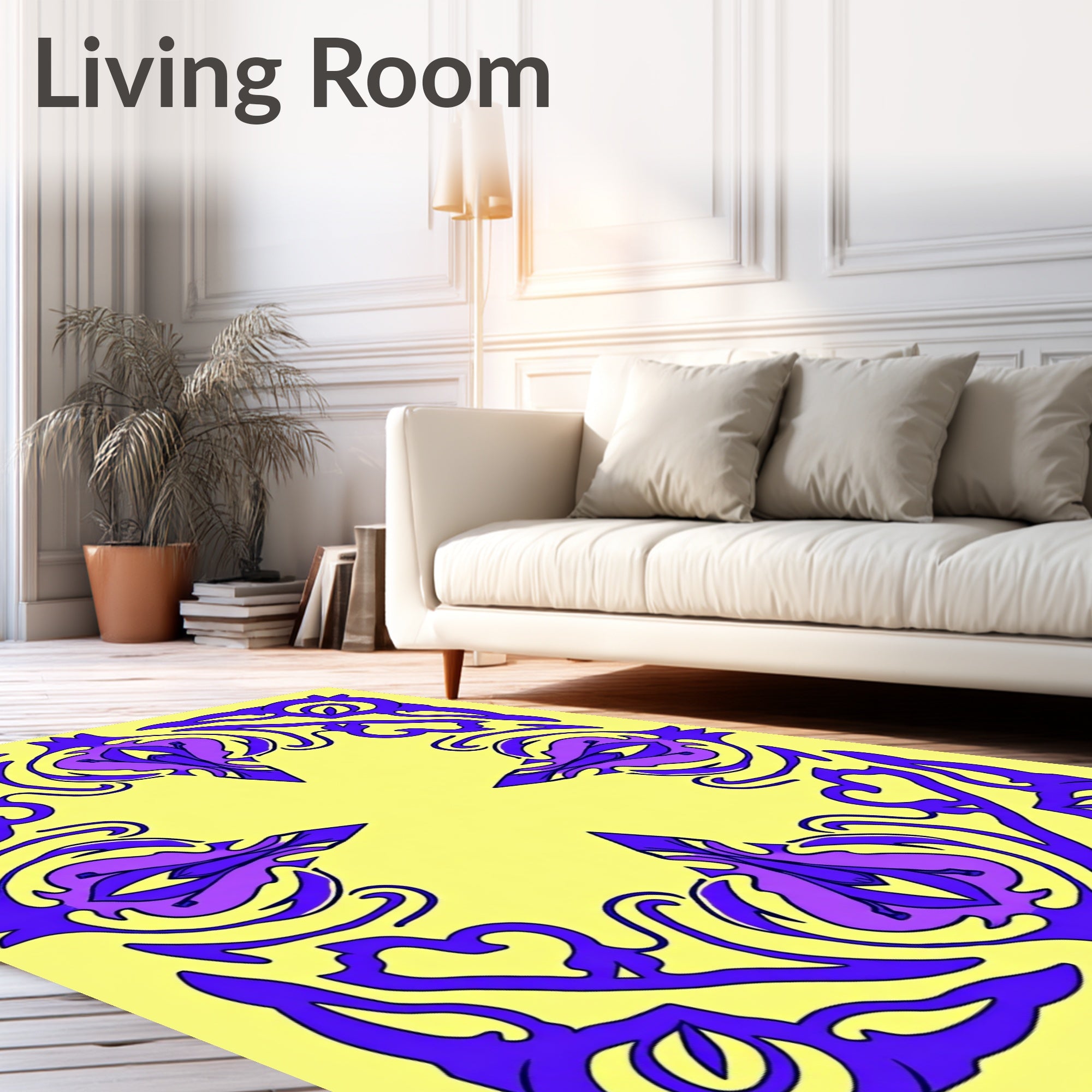 Elegant Purple Swirl Border Design Rug