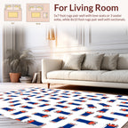 Abstract Blue Orange Fringe Pattern Rug