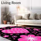 Pink Heart Floral Pattern Rug