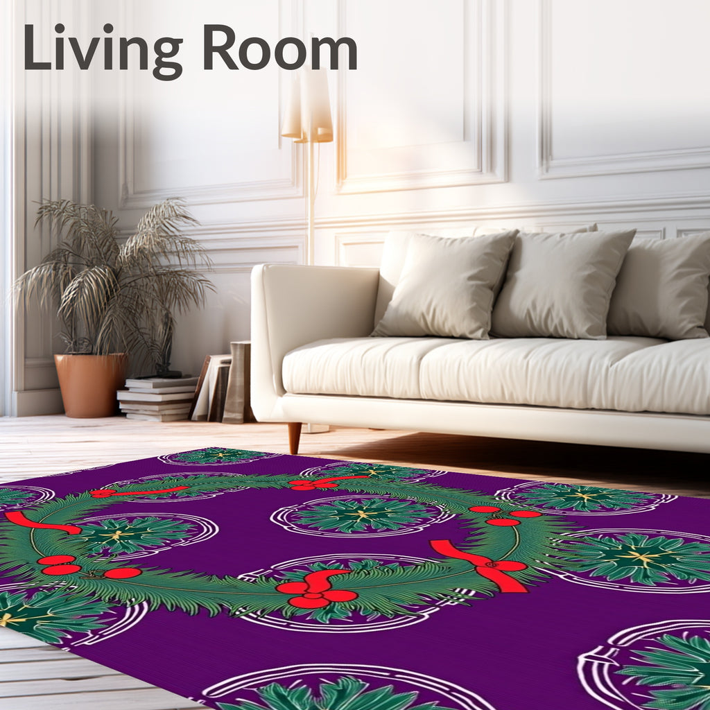 Festive Evergreen Wreath Design Rug