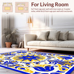 Bold Blue and Yellow Floral Medallion Rug