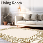 Ornate Golden Flourish Border Design Rug