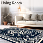 Ornate Floral Medallion Bordered Design Rug