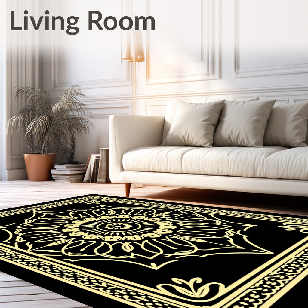 Mandala Style Floral Geometric Pattern Rug