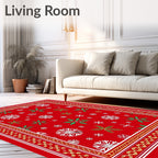 Festive Snowflake Poinsettia Design Rug