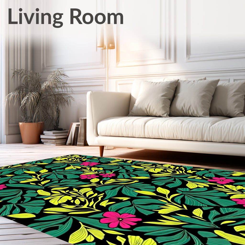 Vibrant Pink Tropical Leaf Explosion Rug