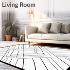Monochromatic Diagonal Geometric Line Art Rug
