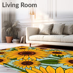 Floral Yellow Sunflower Pattern Rug