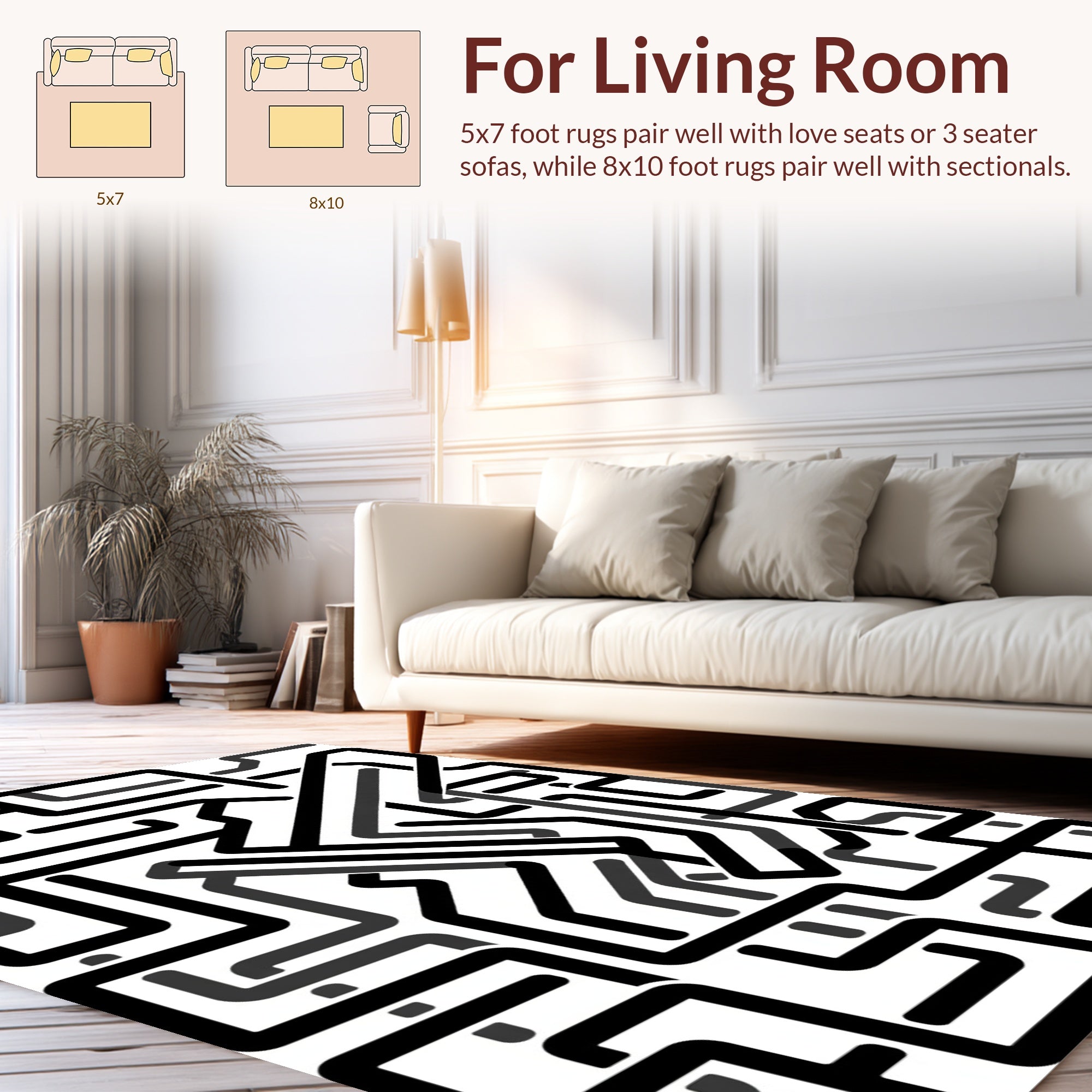 Intertwined Black Grey Abstract Pattern Rug