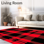 Red and Black Plaid Pattern Rug