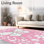 Pink Butterfly Floral Harmony Rug
